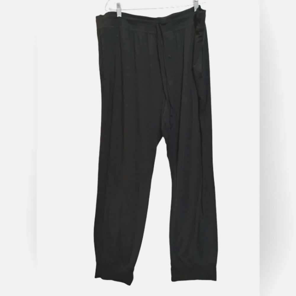 HANES Men's Black Pants Home Relax / Jogging 2XL 55%Cotton 40%Modal 5%Spandex